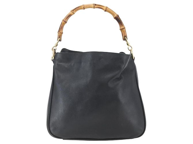 Borsa a mano in pelle Gucci Bamboo 2way Nera Oro 001 1705 1638 Auth 161481 - vista 13
