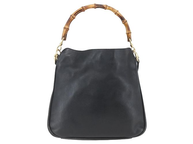 Borsa a mano in pelle Gucci Bamboo 2way Nera Oro 001 1705 1638 Auth 161481 - vista 2