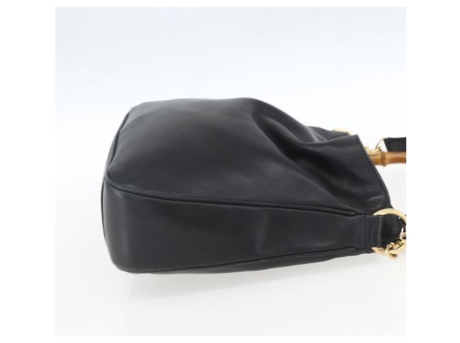 Borsa a mano in pelle Gucci Bamboo 2way Nera Oro 001 1705 1638 Auth 161481 - vista 4