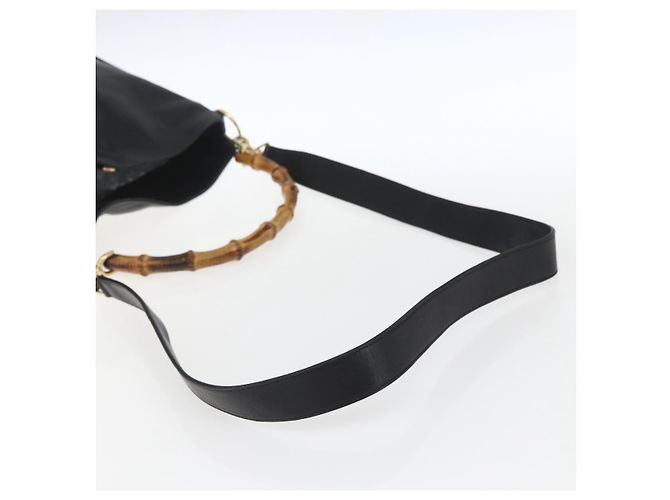 Borsa a mano in pelle Gucci Bamboo 2way Nera Oro 001 1705 1638 Auth 161481 - vista 9
