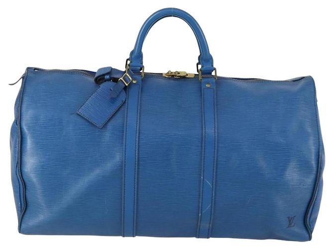 LOUIS VUITTON Epi Keepall 50 Borsa Boston Blu M42965 LV Auth th6515 - vista 13