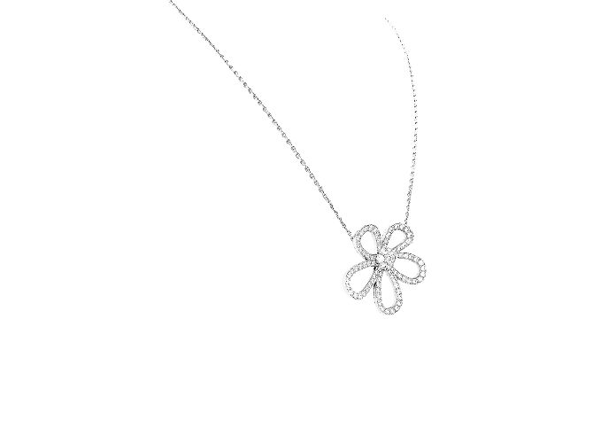 Collana Van Cleef & Arpels, "Flowerlace", oro bianco, diamanti. - vista 2