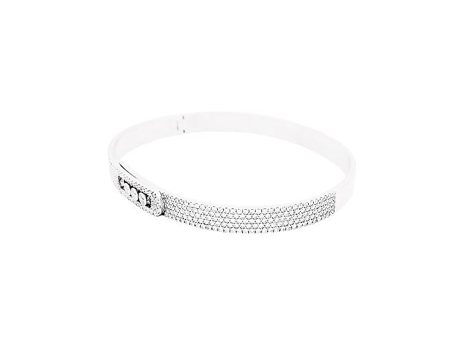 Bracciale Messika, "Bangle Pavé Move Noa", oro bianco e diamanti. - vista 3