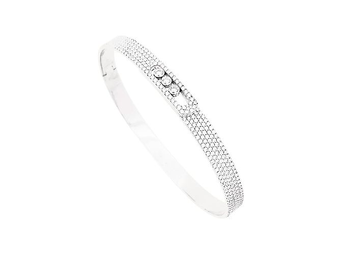Bracciale Messika, "Bangle Pavé Move Noa", oro bianco e diamanti. - vista 4