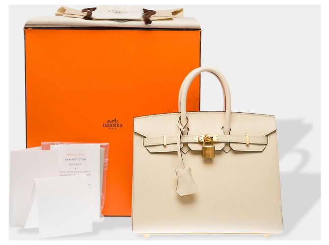 Hermès Borsa HERMES Birkin 25 in Pelle Beige - 102827 - vista 2