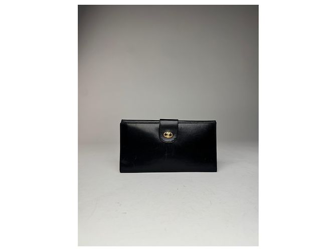 Céline Vintage Celine Paris Triomphe Leather Wallet Black - view 10