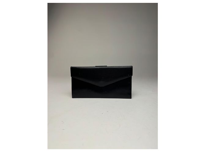 Céline Vintage Celine Paris Triomphe Leather Wallet Black - view 11