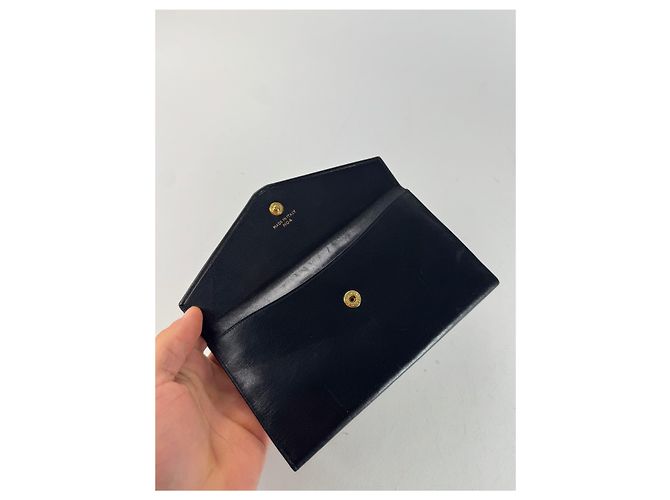 Céline Vintage Celine Paris Triomphe Leather Wallet Black - view 3