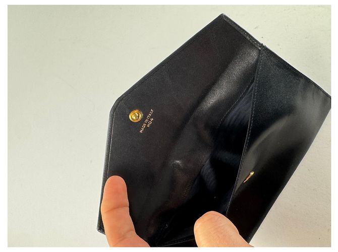 Céline Vintage Celine Paris Triomphe Leather Wallet Black - view 4
