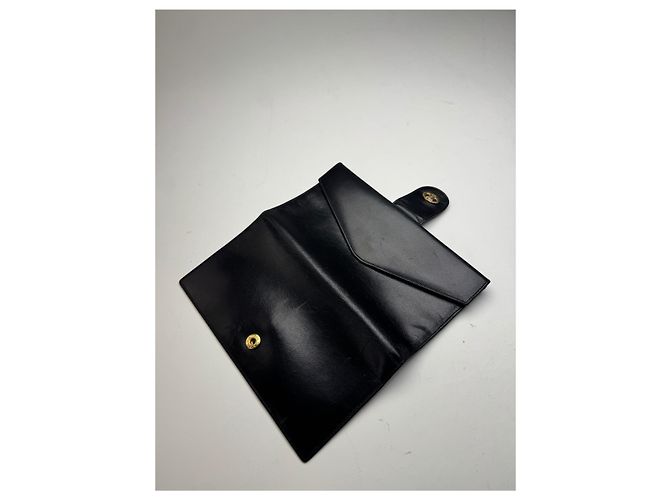 Céline Vintage Celine Paris Triomphe Leather Wallet Black - view 7