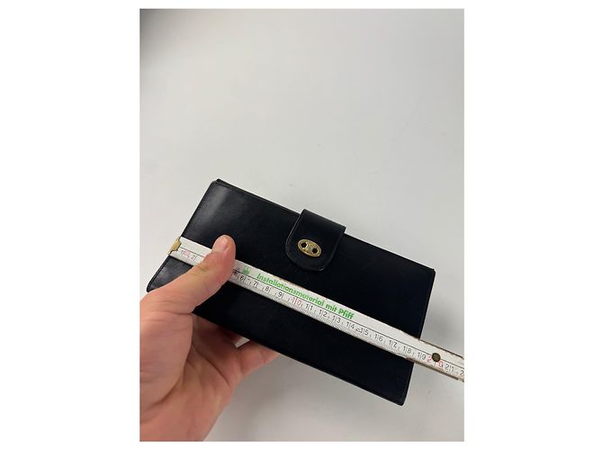 Céline Vintage Celine Paris Triomphe Leather Wallet Black - view 8