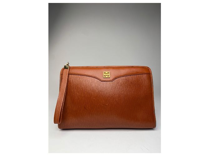 Clutch in pelle vintage Givenchy marrone Arancione - vista 13