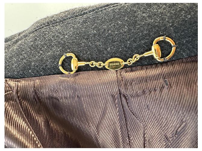 Abrigo de lana cruzado Gucci Gris - vista 11
