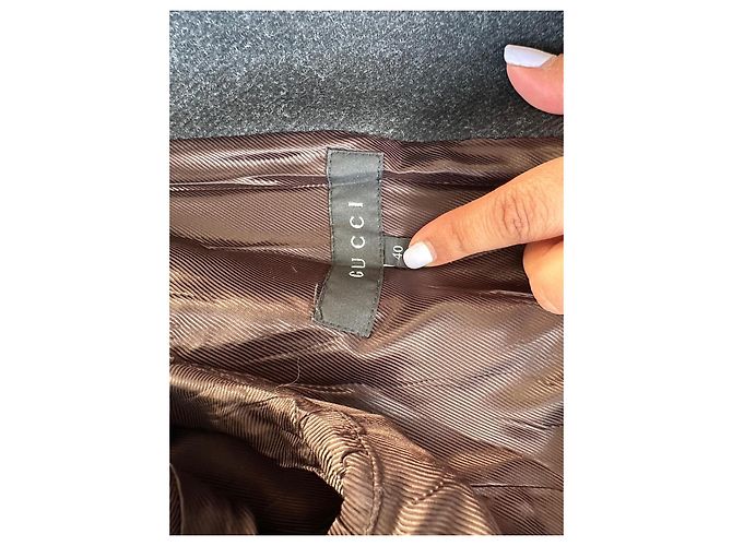 Abrigo de lana cruzado Gucci Gris - vista 12