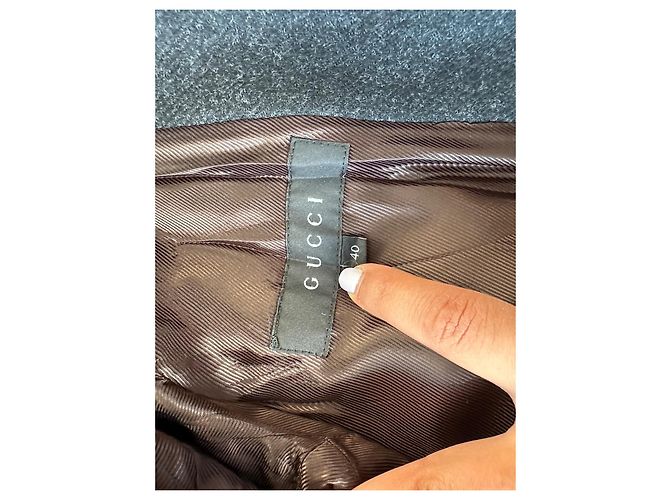 Abrigo de lana cruzado Gucci Gris - vista 15
