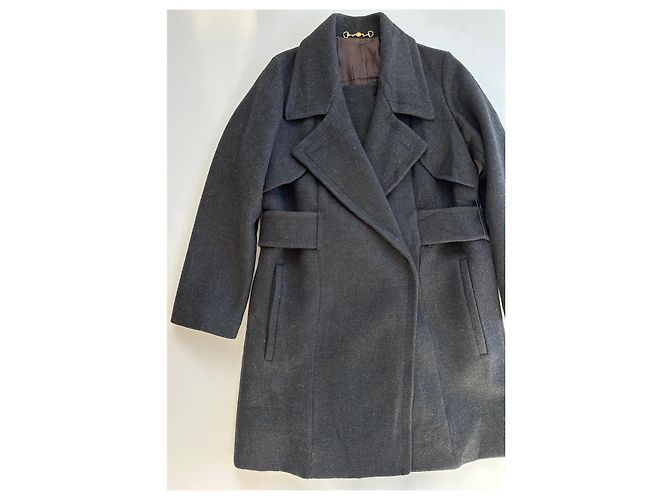 Abrigo de lana cruzado Gucci Gris - vista 6