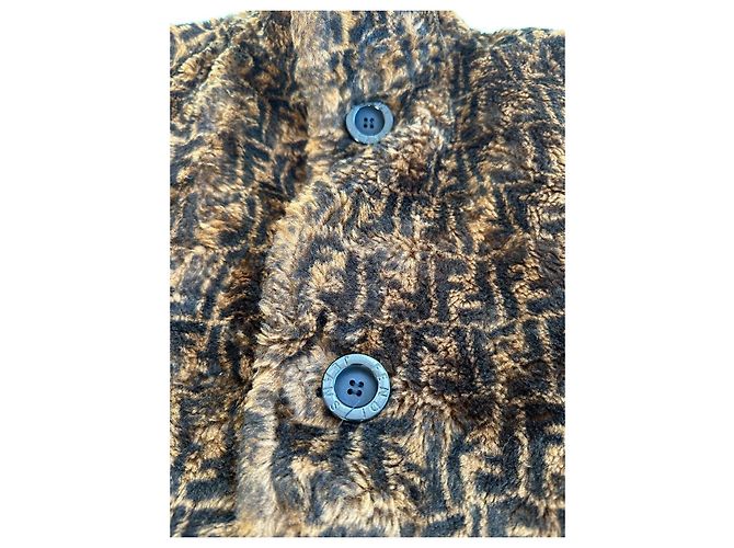 Abrigo Fendi FF Monograma Viscosa Marrón Castaño - vista 3