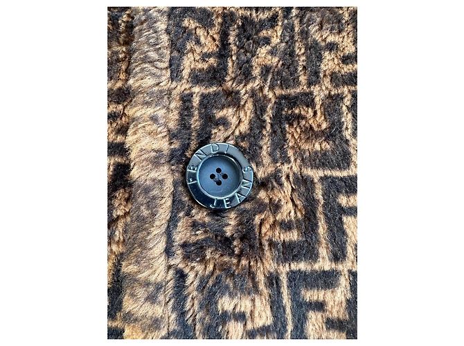 Abrigo Fendi FF Monograma Viscosa Marrón Castaño - vista 4