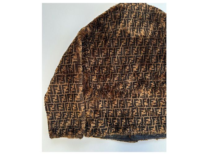 Abrigo Fendi FF Monograma Viscosa Marrón Castaño - vista 7