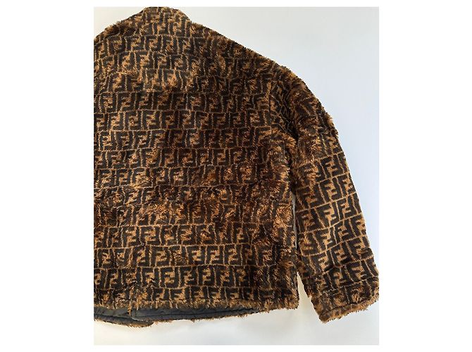 Abrigo Fendi FF Monograma Viscosa Marrón Castaño - vista 8