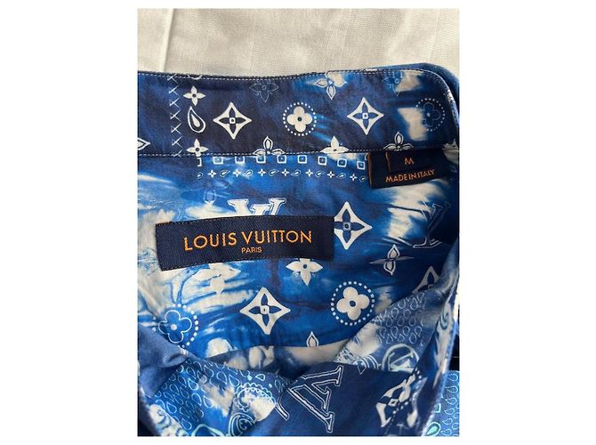 Camicia Louis Vuitton Monogram Bandana in cotone blu e bianca Bianco Multicolore Monogramma - vista 4