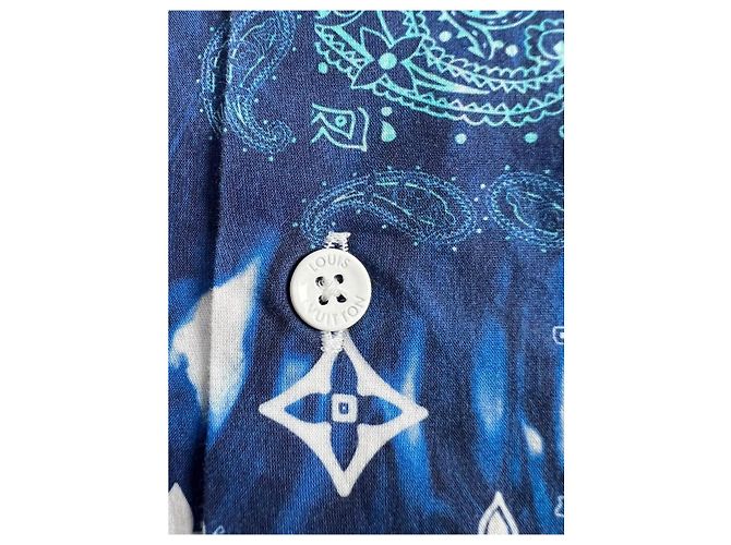 Camicia Louis Vuitton Monogram Bandana in cotone blu e bianca Bianco Multicolore Monogramma - vista 6