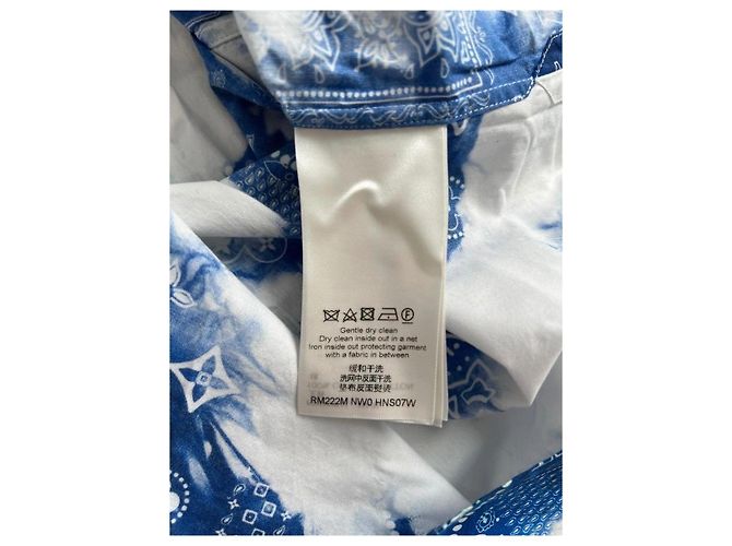 Camicia Louis Vuitton Monogram Bandana in cotone blu e bianca Bianco Multicolore Monogramma - vista 7