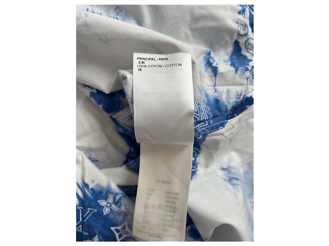 Camicia Louis Vuitton Monogram Bandana in cotone blu e bianca Bianco Multicolore Monogramma - vista 8