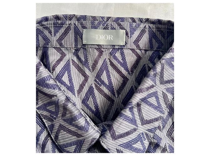 Camisa Dior CD Diamond de seda de manga corta Gris Púrpura Multicolor Morado oscuro - vista 3