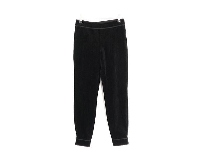 Pantalones Pedal Pushers de Terciopelo Texturizado Negro Chanel Otoño 2012 - vista 7