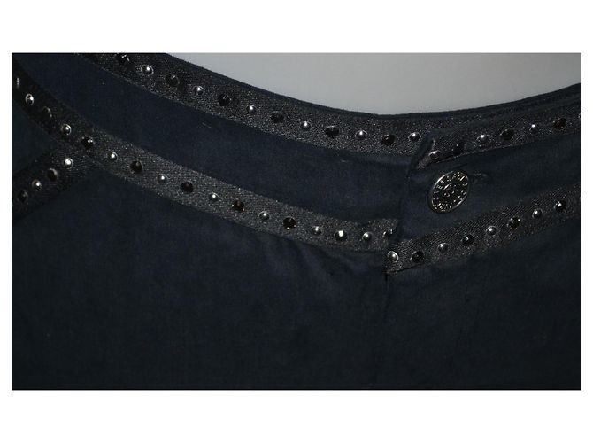 Falda de algodón con strass Versace Jeans Couture Negra Negro - vista 2