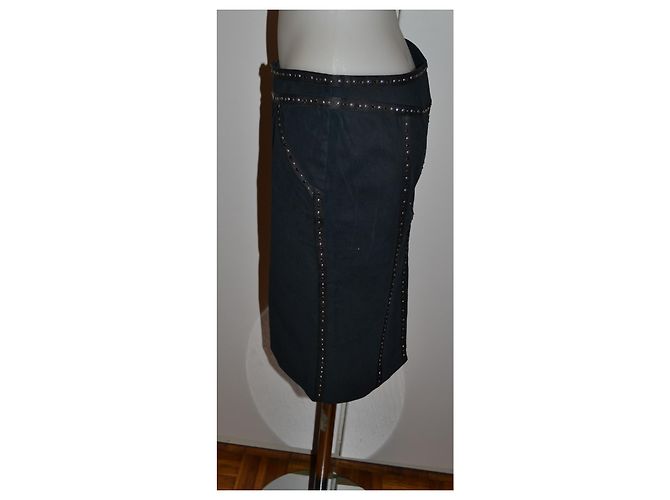 Falda de algodón con strass Versace Jeans Couture Negra Negro - vista 3