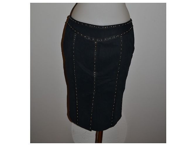 Falda de algodón con strass Versace Jeans Couture Negra Negro - vista 4