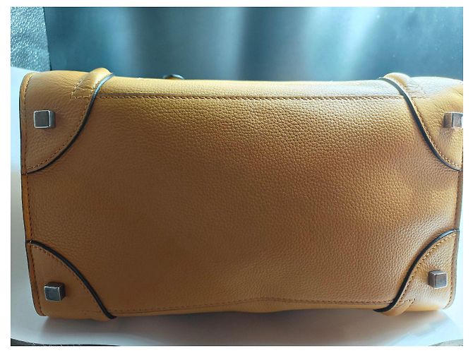 Céline Borsa a Mano Celine Luggage in Pelle Gialla Giallo - vista 10