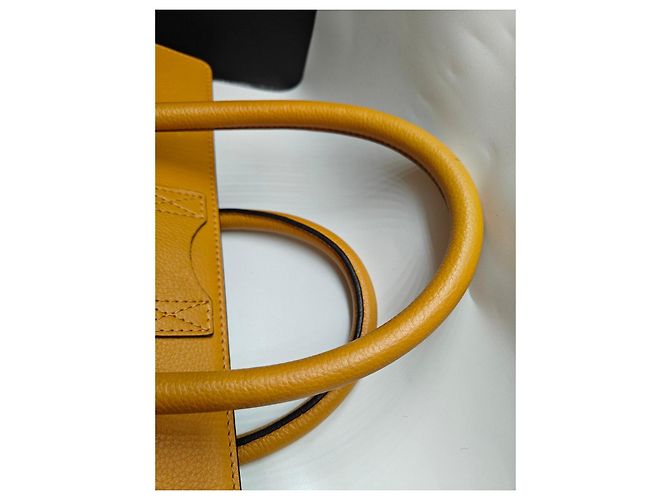 Céline Borsa a Mano Celine Luggage in Pelle Gialla Giallo - vista 13