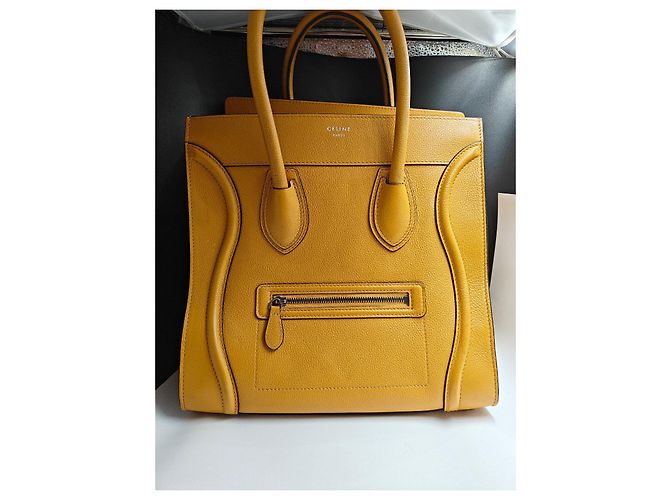 Céline Borsa a Mano Celine Luggage in Pelle Gialla Giallo - vista 2