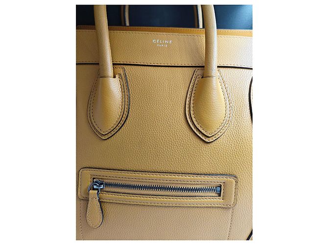 Céline Borsa a Mano Celine Luggage in Pelle Gialla Giallo - vista 3