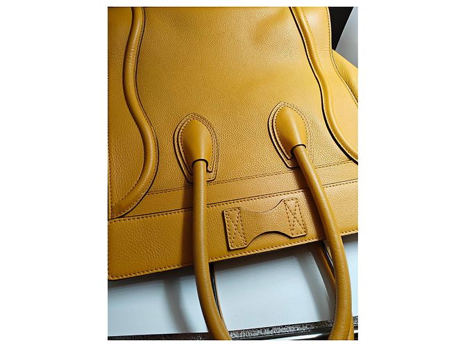 Céline Borsa a Mano Celine Luggage in Pelle Gialla Giallo - vista 5
