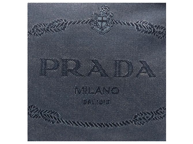 Borsa a tracolla in tela blu Canapa con logo Prada - vista 6