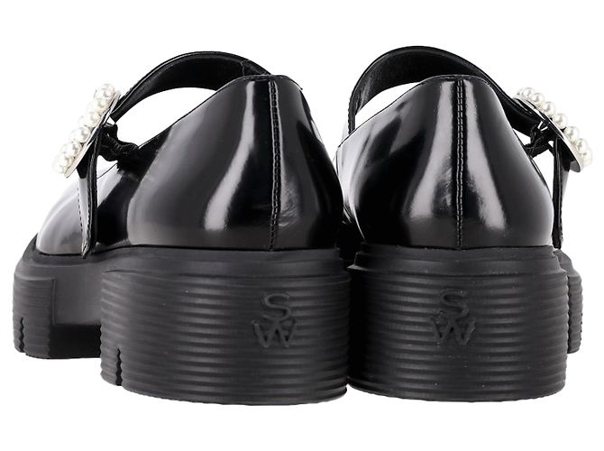 Stuart Weitzman Nolita Mary Janes con Piattaforma in Pelle Verniciata Nera Nero - vista 5
