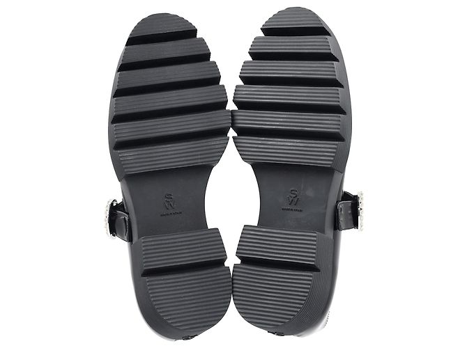 Stuart Weitzman Nolita Mary Janes con Piattaforma in Pelle Verniciata Nera Nero - vista 6