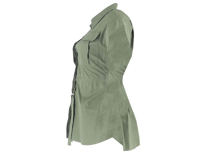 Camisa sin mangas con cinturón Alexander McQueen en algodón verde - vista 2