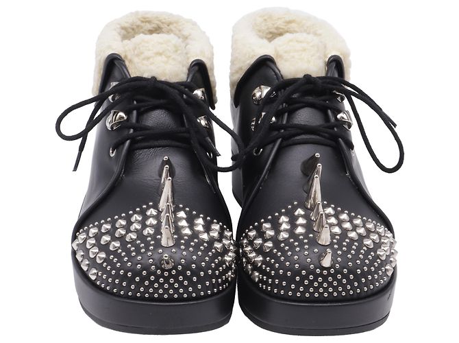 Botines Gucci Harlem Spike de cuero negro con forro de shearling - vista 2