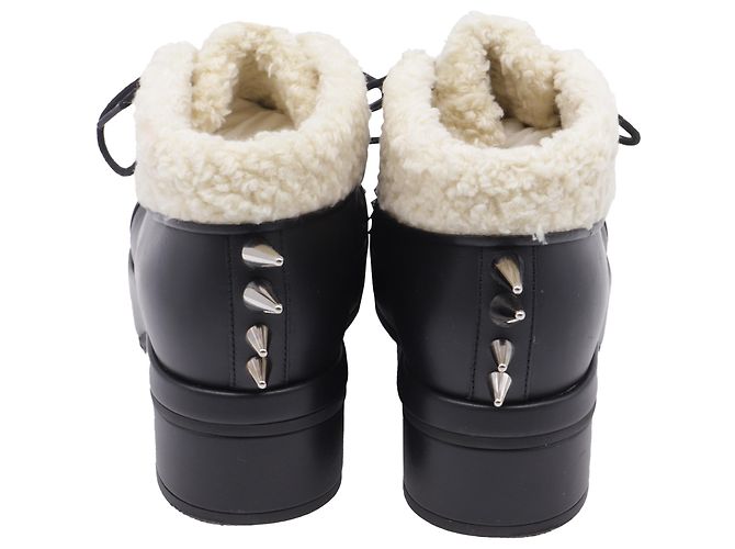 Botines Gucci Harlem Spike de cuero negro con forro de shearling - vista 5