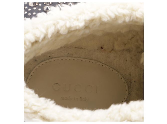 Botines Gucci Harlem Spike de cuero negro con forro de shearling - vista 8