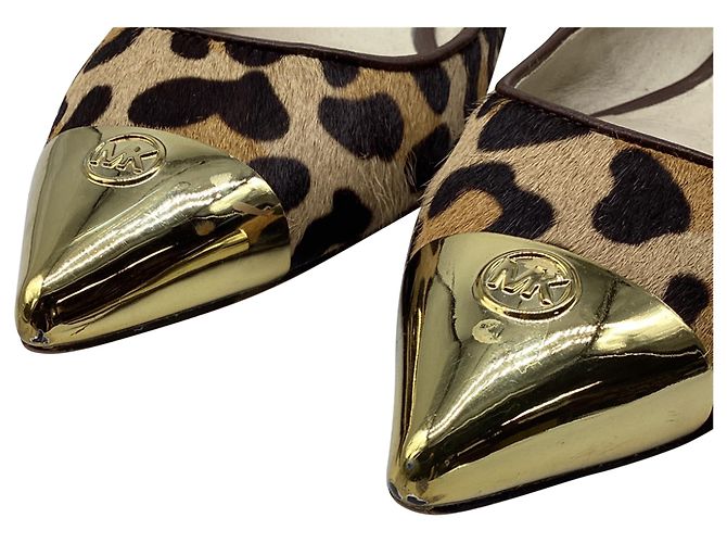 Bailarinas de punta afilada con estampado de leopardo Michael Kors en pelo de pony beige Castaño - vista 10