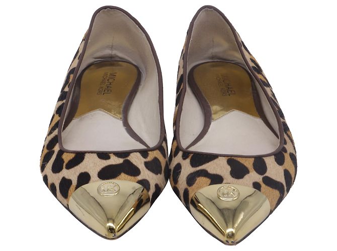 Bailarinas de punta afilada con estampado de leopardo Michael Kors en pelo de pony beige Castaño - vista 2
