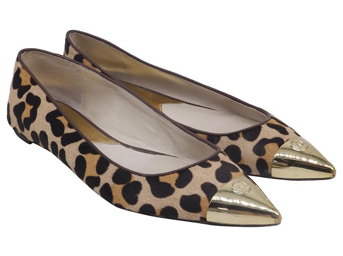 Bailarinas de punta afilada con estampado de leopardo Michael Kors en pelo de pony beige Castaño - vista 3