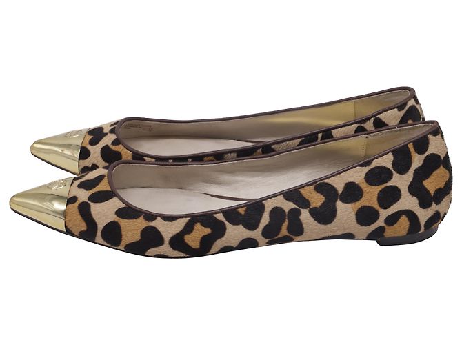 Bailarinas de punta afilada con estampado de leopardo Michael Kors en pelo de pony beige Castaño - vista 5