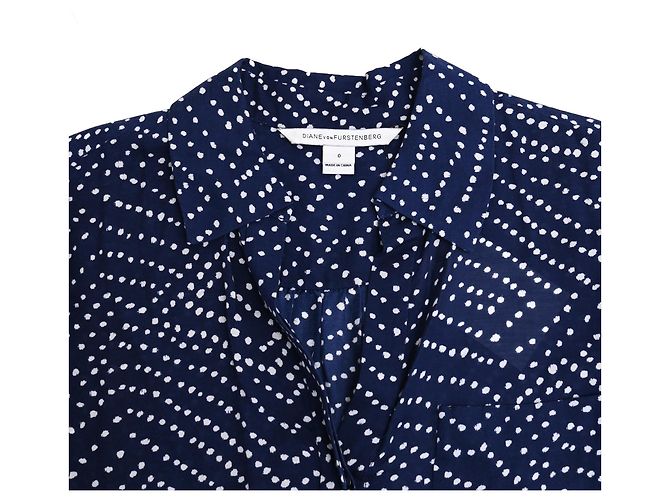 Camicia stampata Lorelei in seta blu di Diane von Furstenberg - vista 5